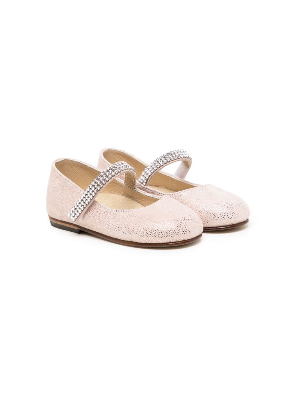 BabyWalker crystal-embellished leather ballerina shoes - Pink von BabyWalker