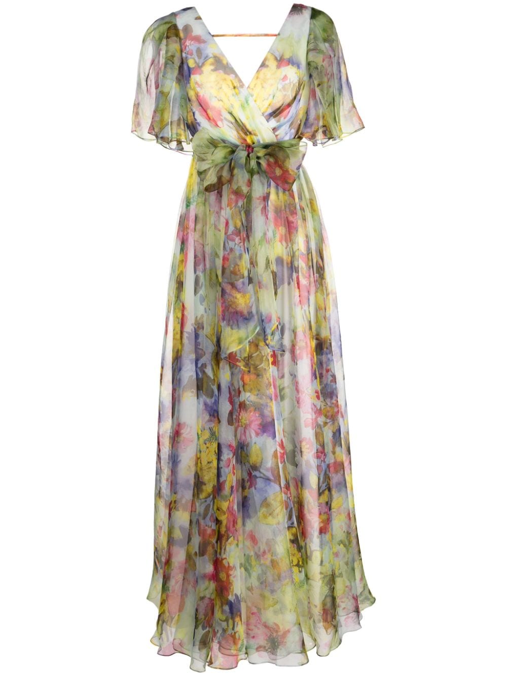 Badgley Mischka abstract-print V-neck dress - Multicolour von Badgley Mischka