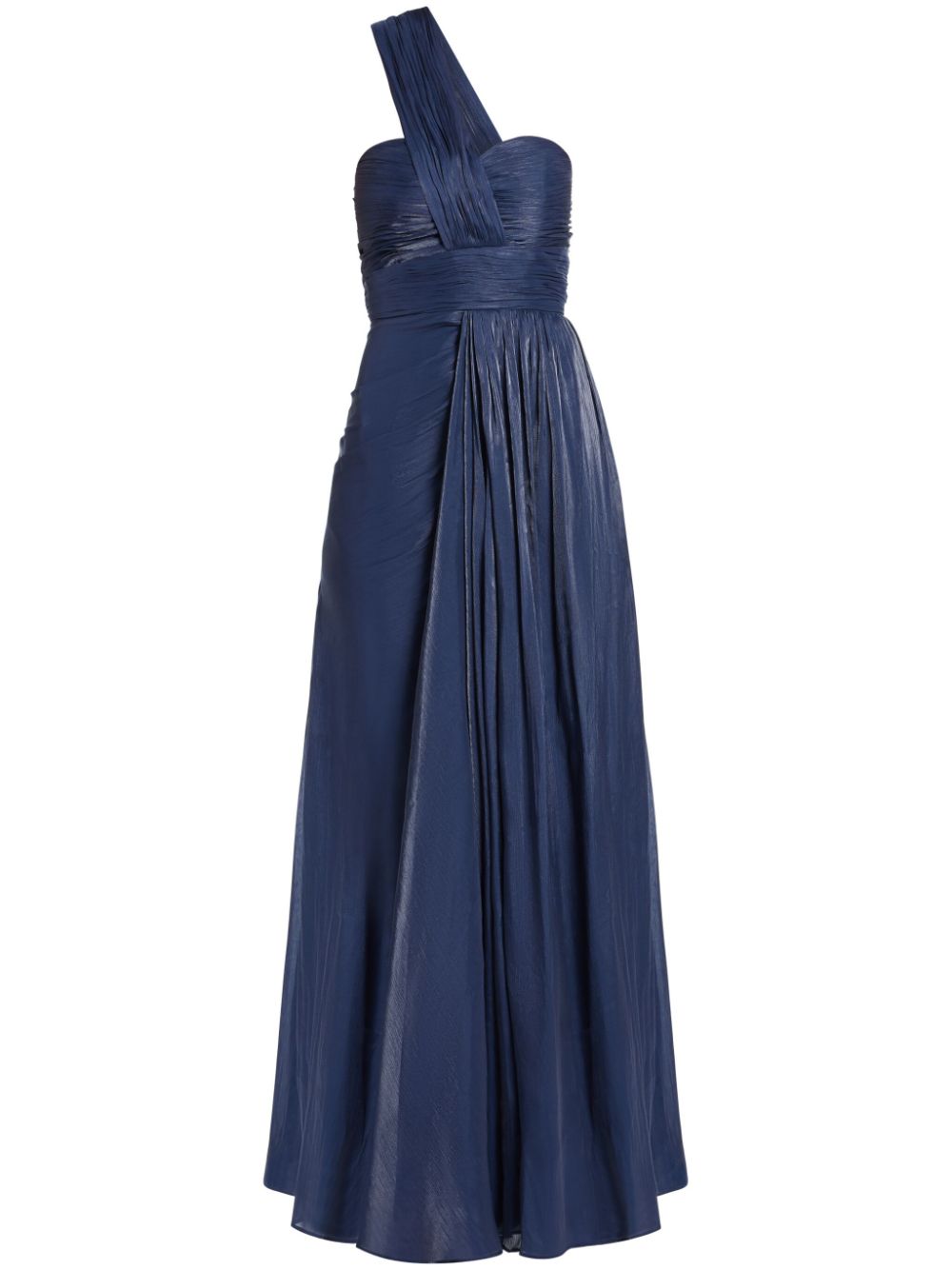 Badgley Mischka asymmetric plissé gown - Blue von Badgley Mischka