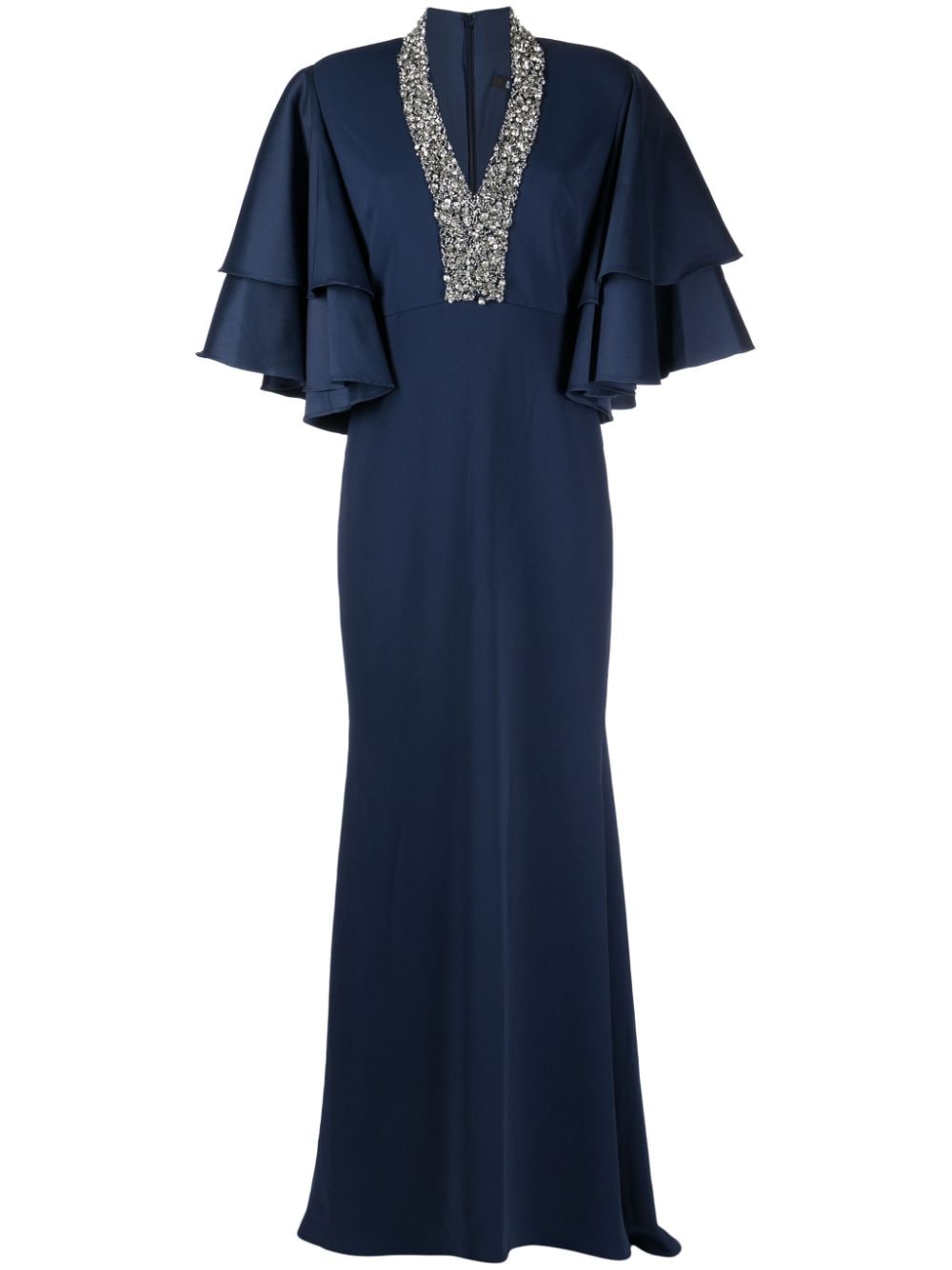 Badgley Mischka beaded crepe gown - Blue von Badgley Mischka