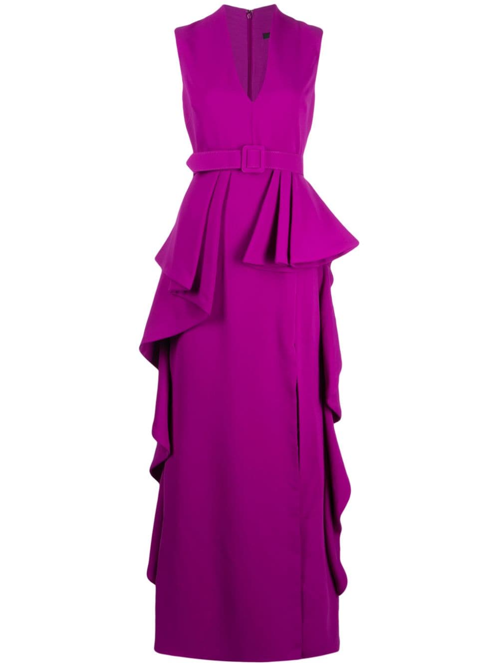 Badgley Mischka ruffled crepe gown - Purple von Badgley Mischka