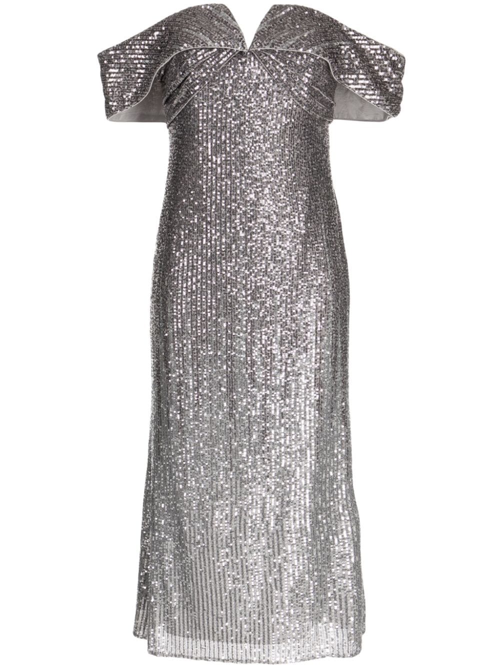 Badgley Mischka sequinned off-shoulder gown - Silver von Badgley Mischka