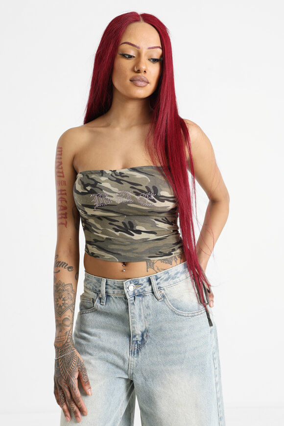 Bae Bandeau Crop Top | Camo | Damen | XS Bae Bandeau Crop Top | Camo | Damen | XS von Bae