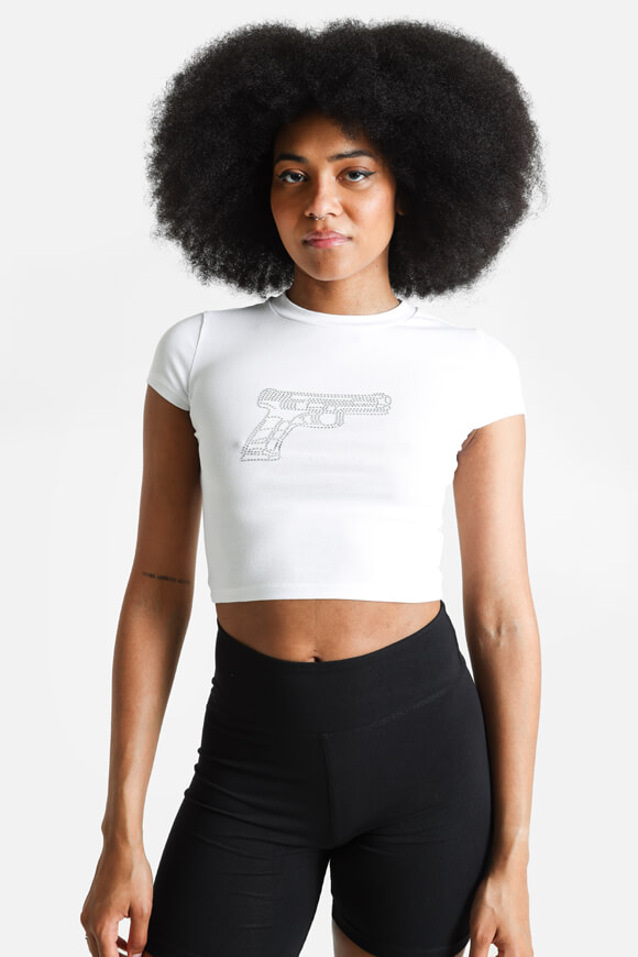 Bae Crop T-Shirt | Weiss + Silber | Damen  | L von Bae