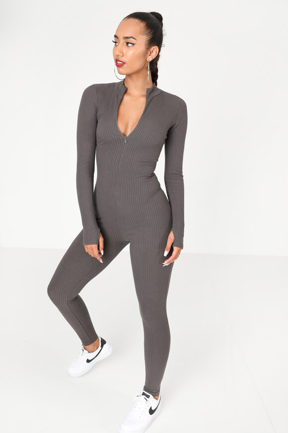 Bae Langer gerippter Overall | Dunkelgrau | Damen  | XS von Bae