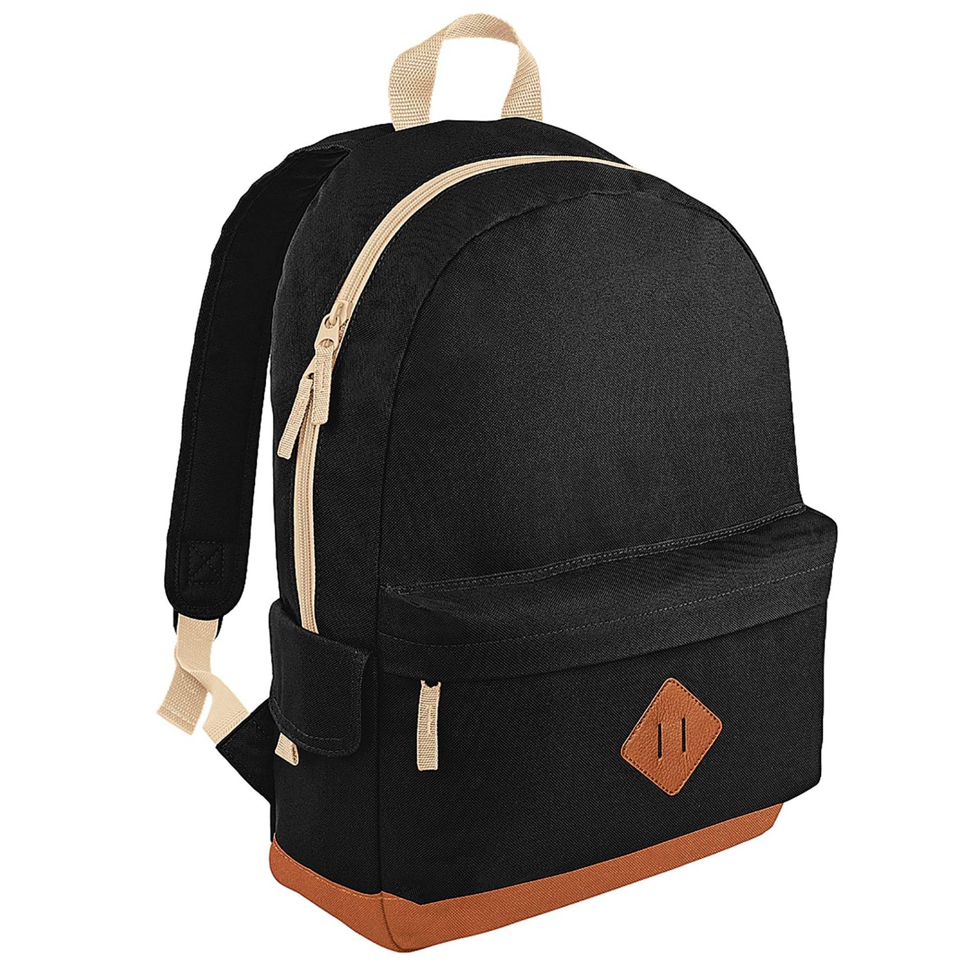 Retro Rucksack Heritage, 18 Liter (2 Stückpackung) Herren Schwarz ONE SIZE von Bagbase