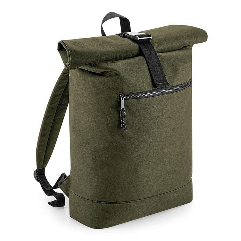 Rucksack, Mit Gerolltem Top, Recycelt Herren Militärgrün ONE SIZE von Bagbase