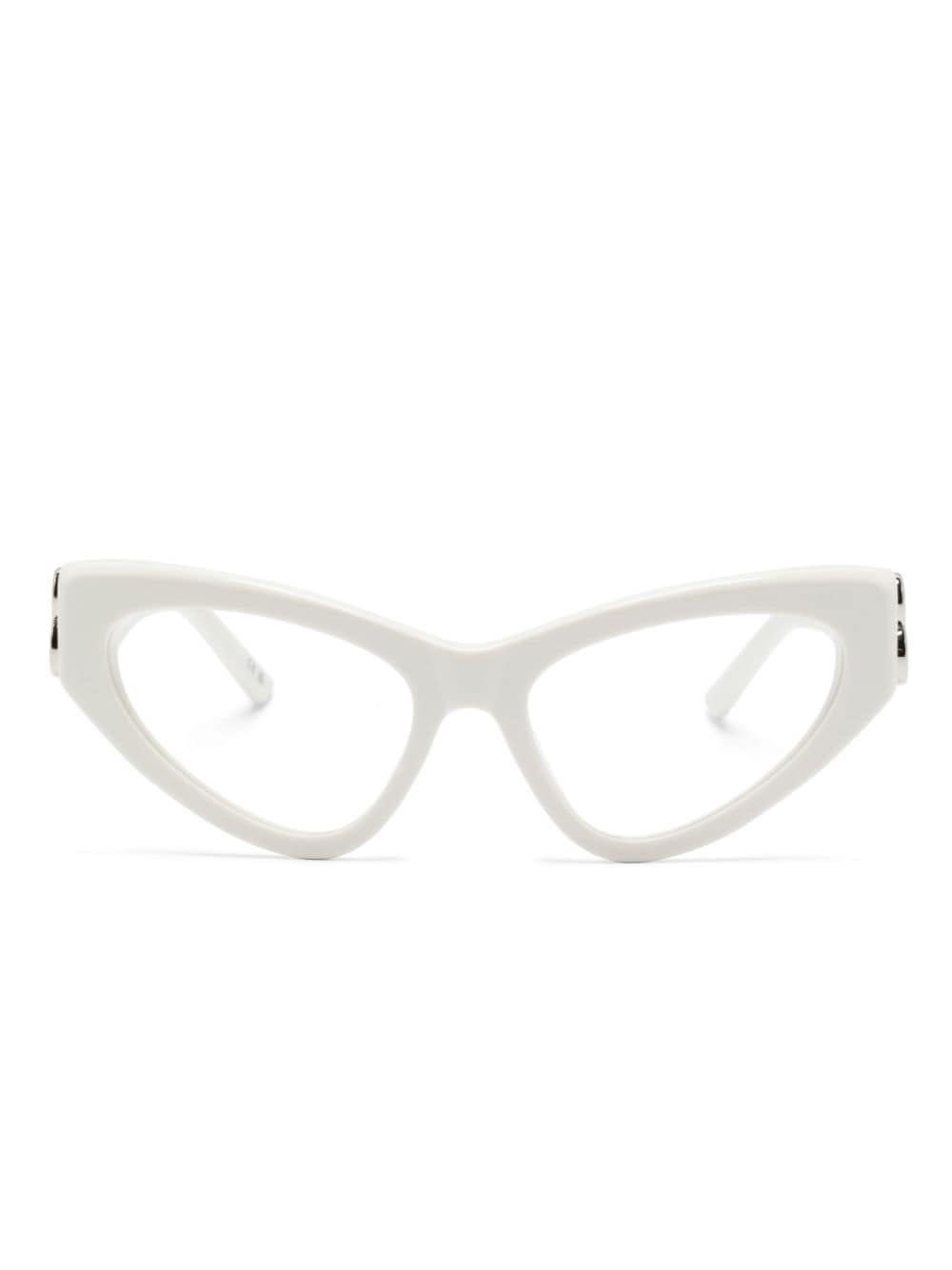 Balenciaga Eyewear logo-plaque cat-eye frame glasses - White von Balenciaga Eyewear
