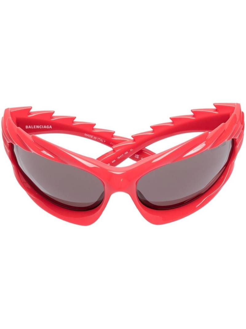 Balenciaga Eyewear serrated geometric-frame sunglasses - Red von Balenciaga Eyewear