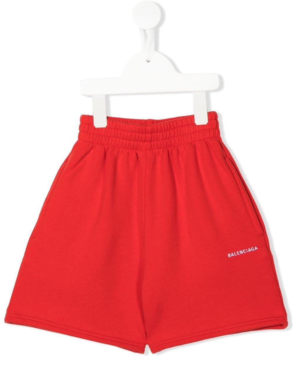 Balenciaga Kids logo-print cotton track shorts - Red von Balenciaga Kids