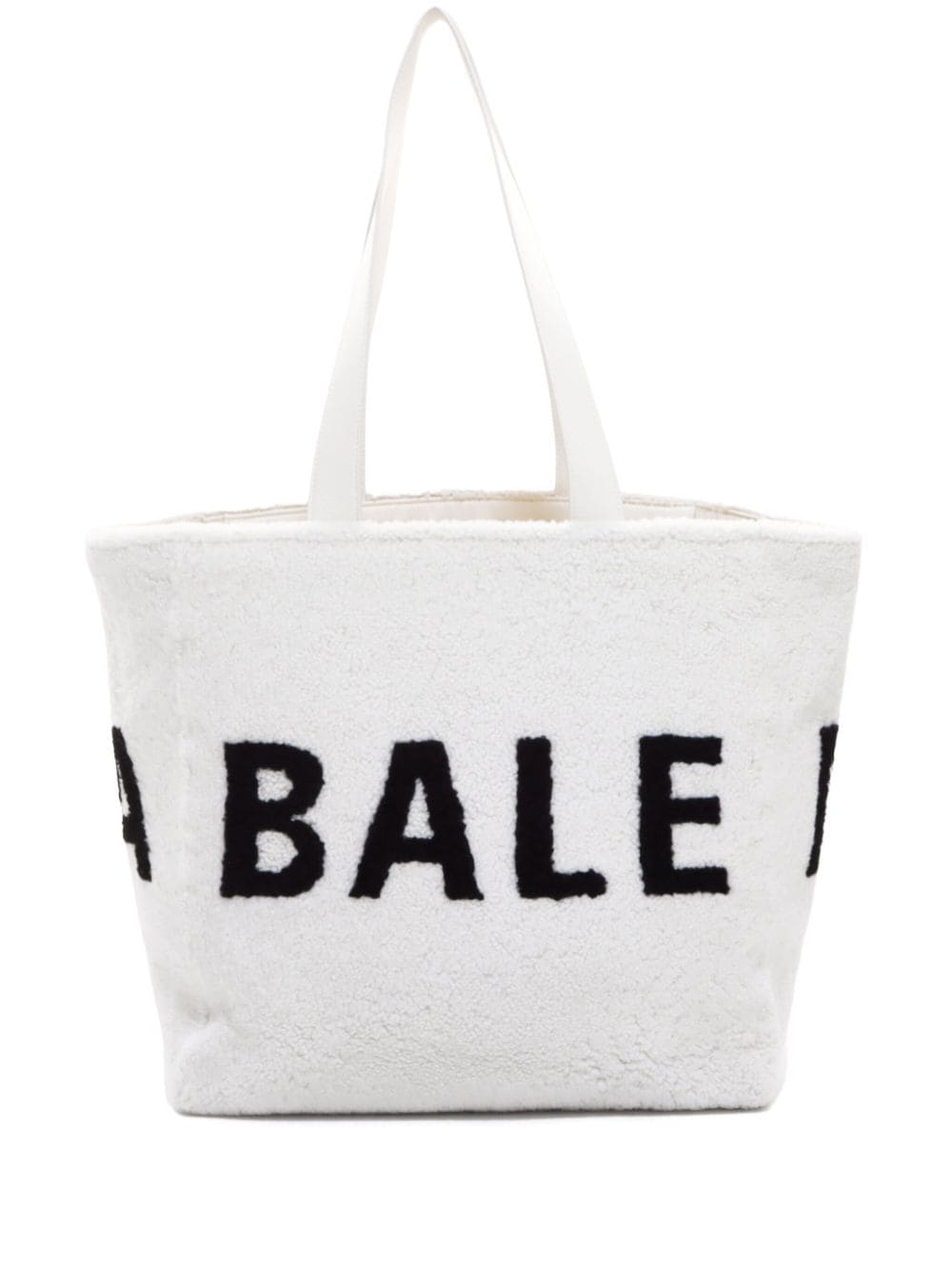Balenciaga Pre-Owned logo-print shearling tote bag - White von Balenciaga Pre-Owned
