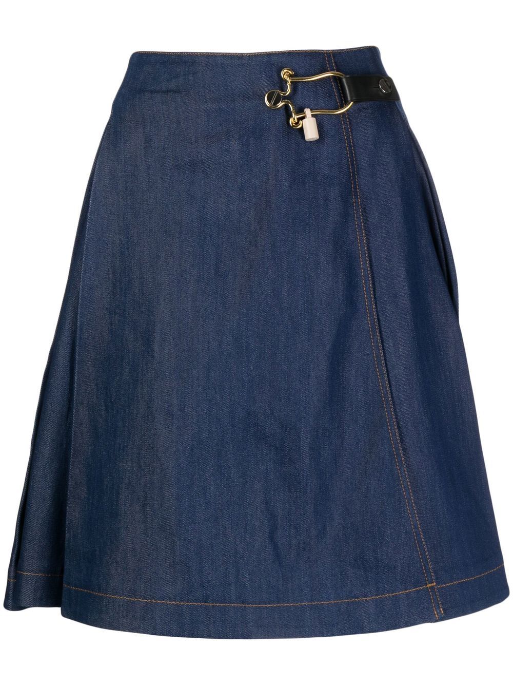 Balenciaga Pre-Owned toggle-fastened flared denim skirt - Blue von Balenciaga Pre-Owned