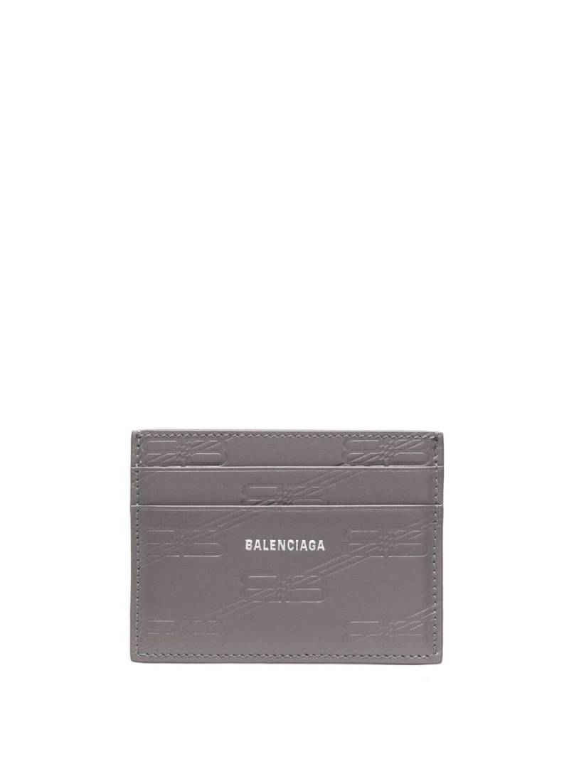 Balenciaga debossed-monogram leather cardholder - Grey von Balenciaga