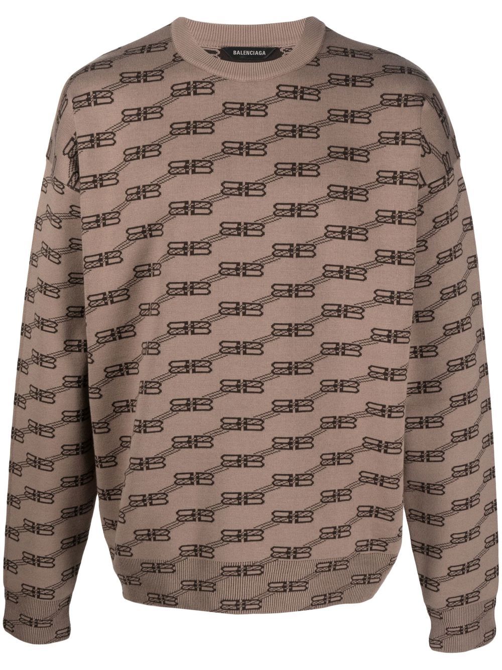 Balenciaga BB monogram-intarsia jumper - Brown von Balenciaga