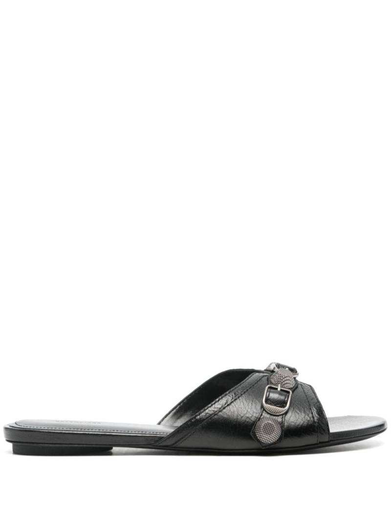 Balenciaga Cagole leather sandals - Black von Balenciaga