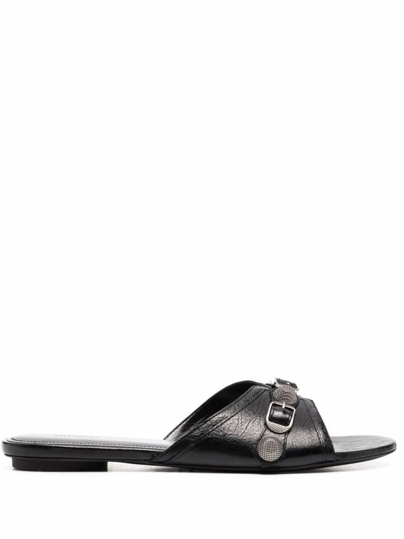Balenciaga Cagole leather sandals - Black von Balenciaga
