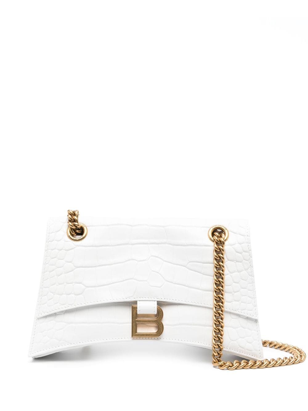 Balenciaga small Crush crocodile-embossed shoulder bag - White von Balenciaga