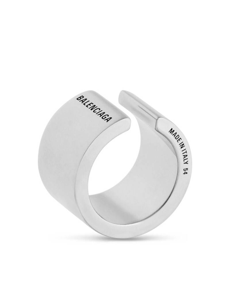 Balenciaga Garage logo-print ring - Silver von Balenciaga