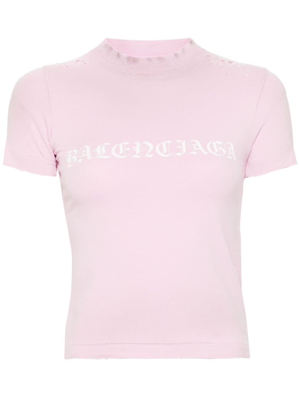 Balenciaga Gothic Type distressed T-Shirt - Pink von Balenciaga