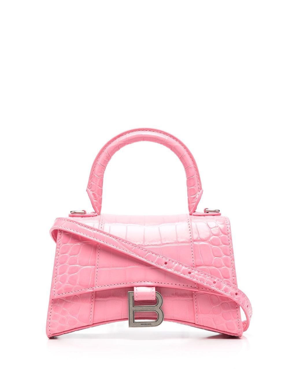 Balenciaga Hourglass crocodile-embossed handbag - Pink von Balenciaga