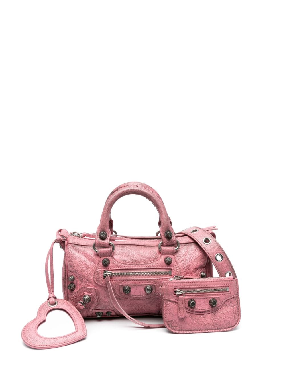 Balenciaga Le Cagole Duffle cracked leather bag - Pink von Balenciaga