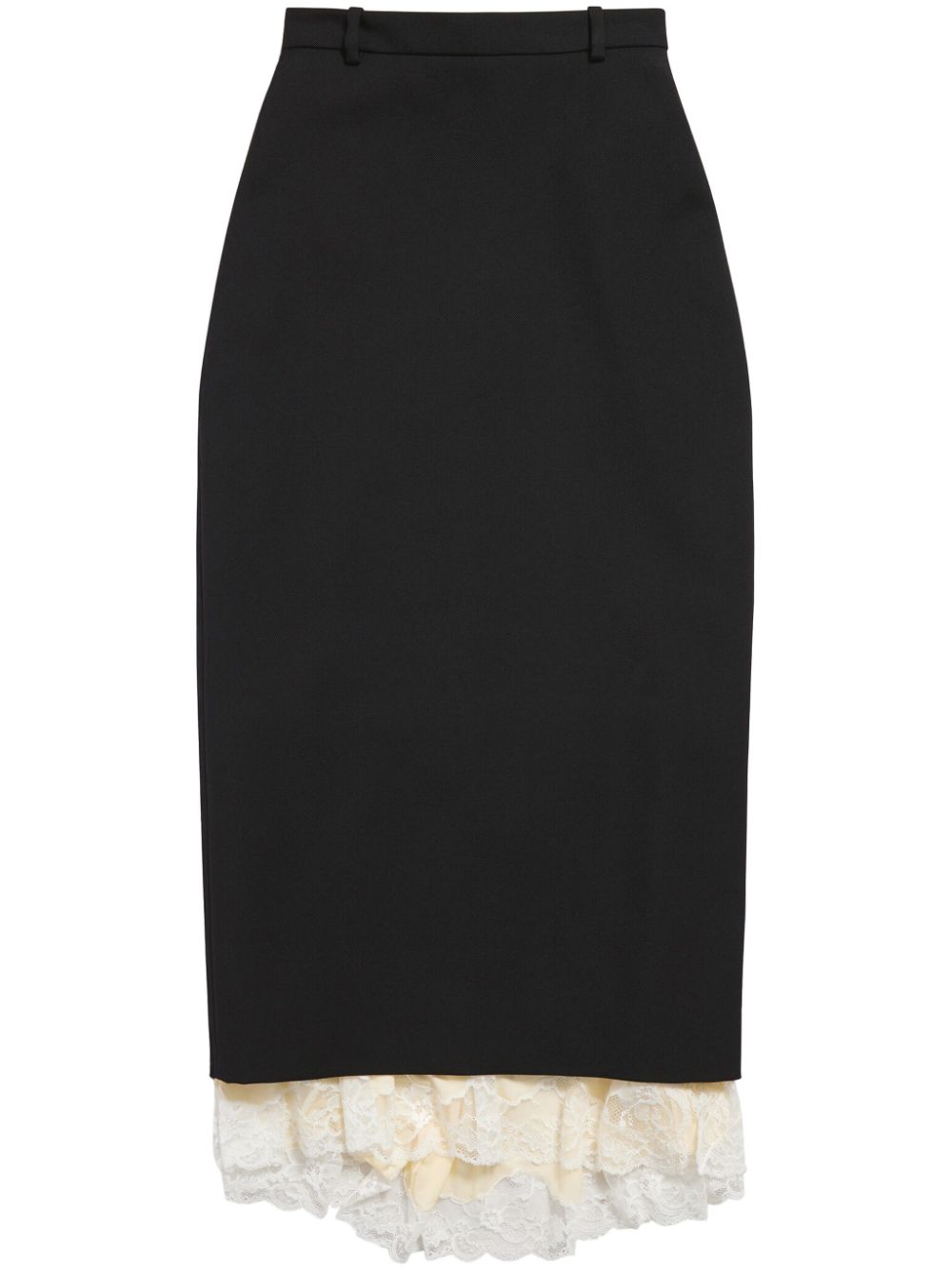 Balenciaga Lingerie lace-trim wool skirt - Black von Balenciaga