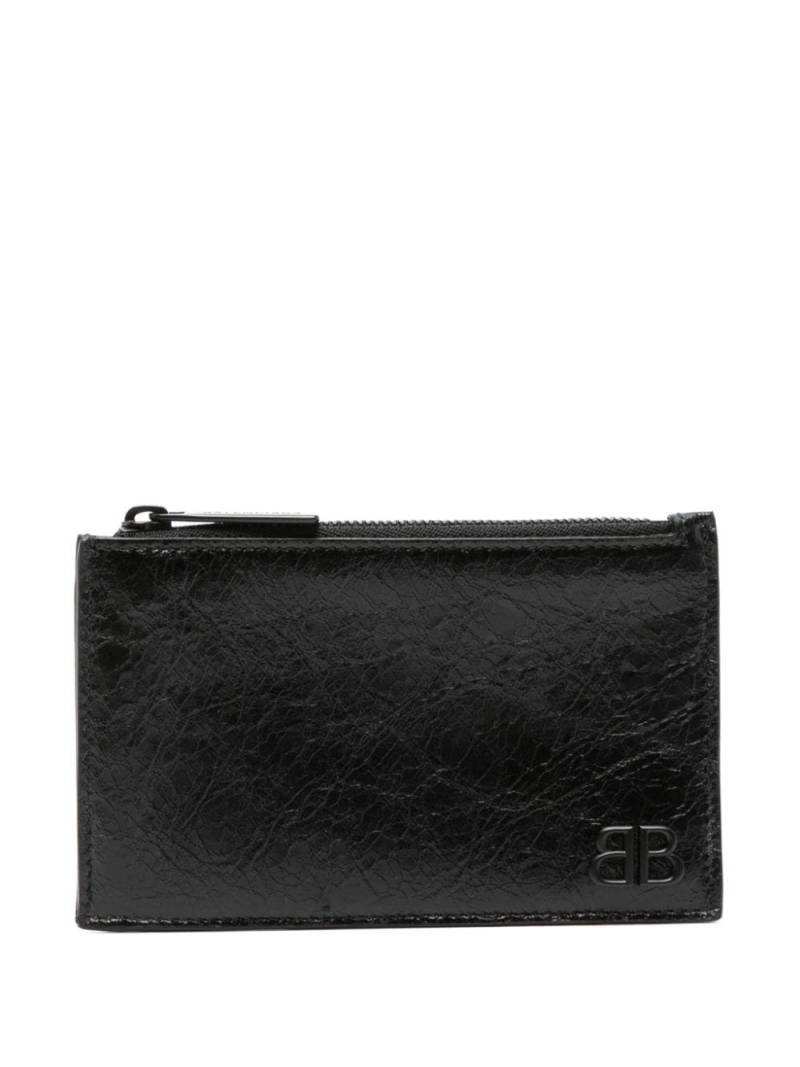 Balenciaga Monaco crinkled-leather cardholder - Black von Balenciaga