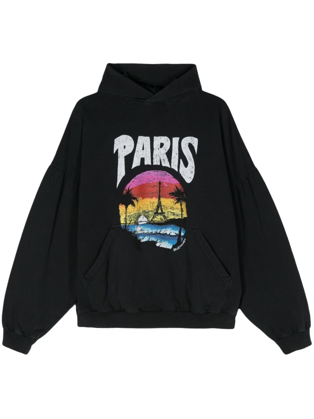 Balenciaga Paris Tropical cotton hoodie - Black von Balenciaga