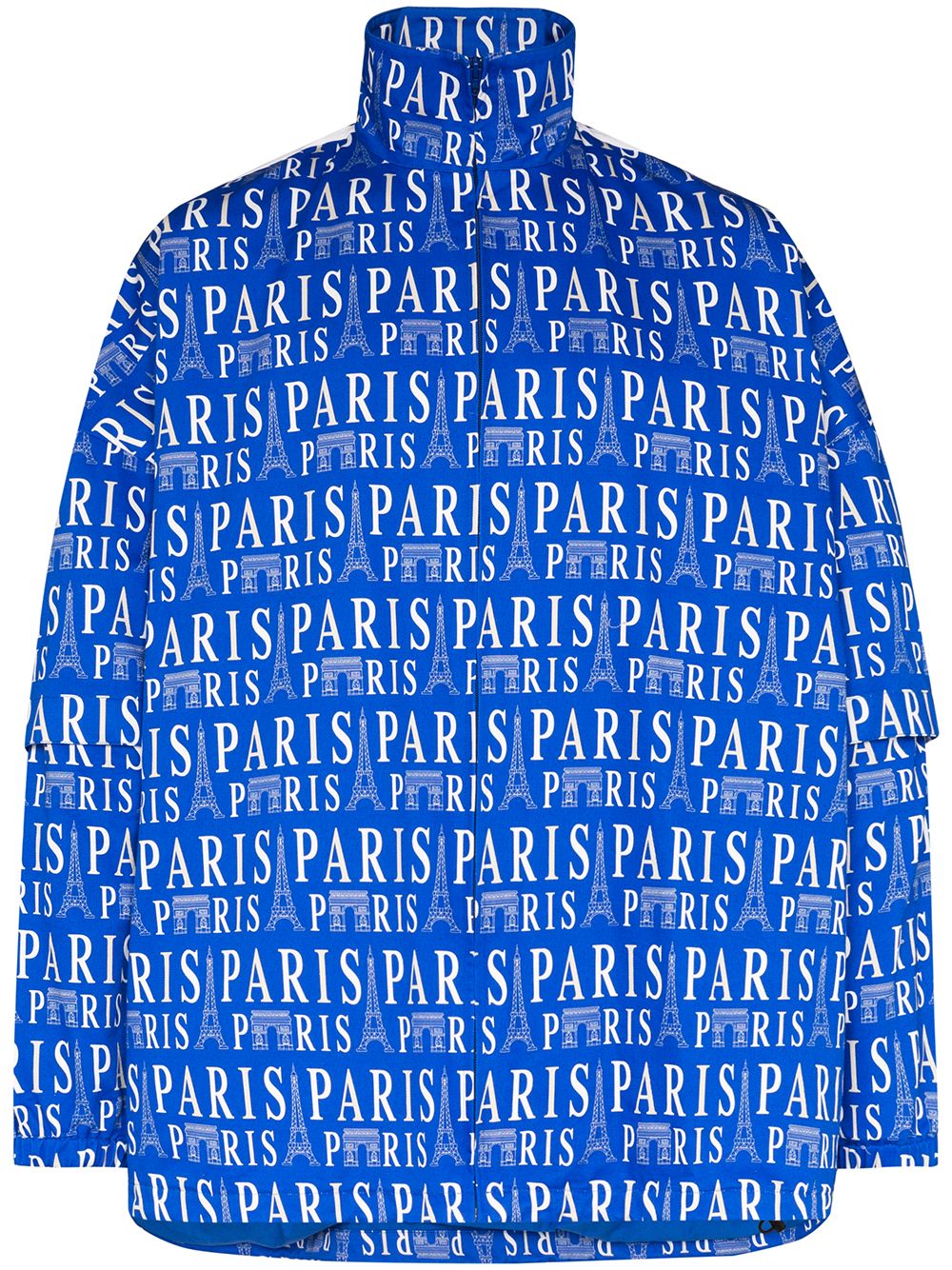 Balenciaga Paris print split-sleeve track jacket - Blue von Balenciaga