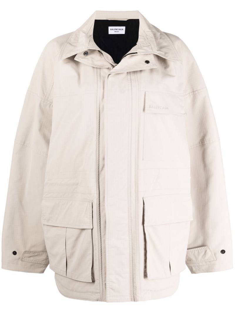 Balenciaga concealed-front parka coat - Neutrals von Balenciaga