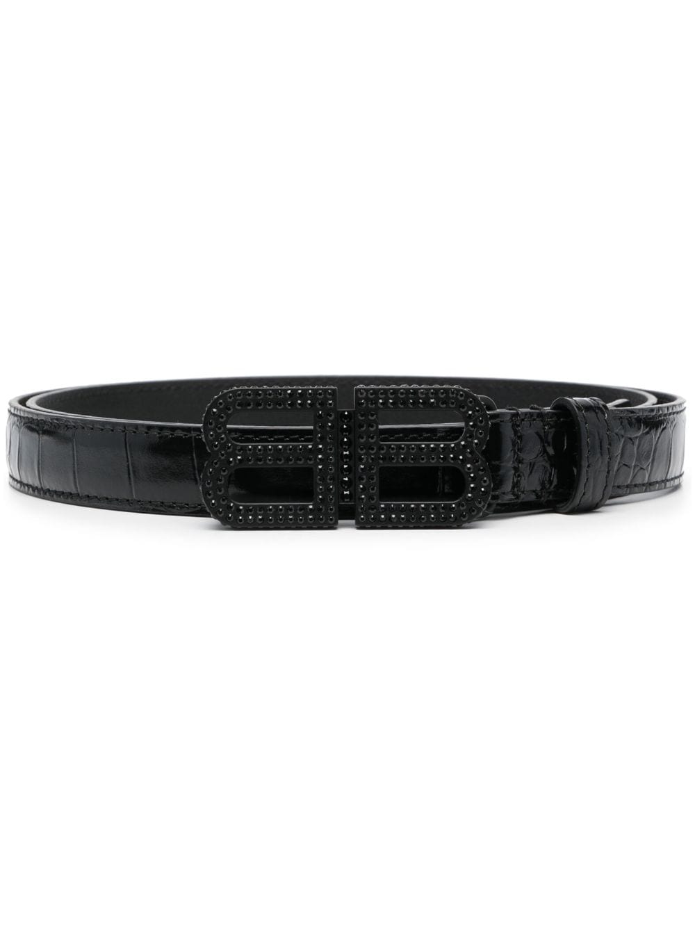 Balenciaga BB Hourglass embossed leather belt - Black von Balenciaga