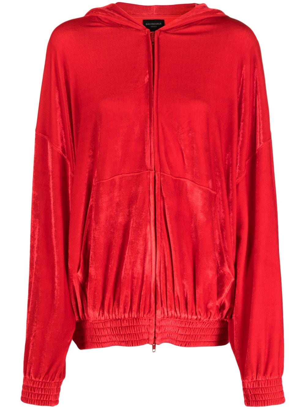 Balenciaga crystal-embellished velvet hoodie - Red von Balenciaga