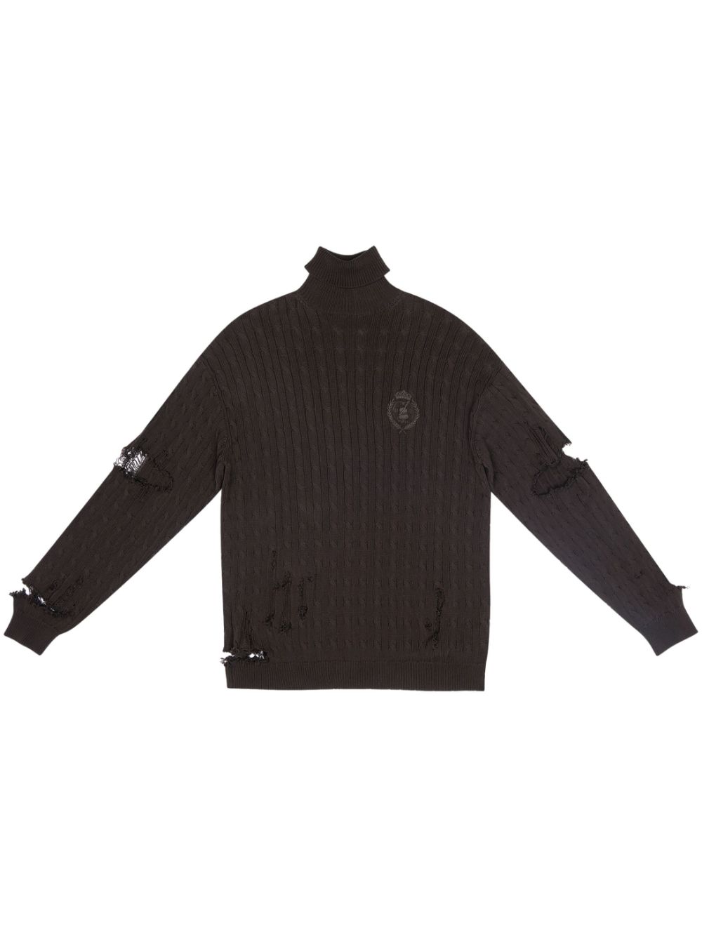 Balenciaga distressed cable-knit jumper - Brown von Balenciaga