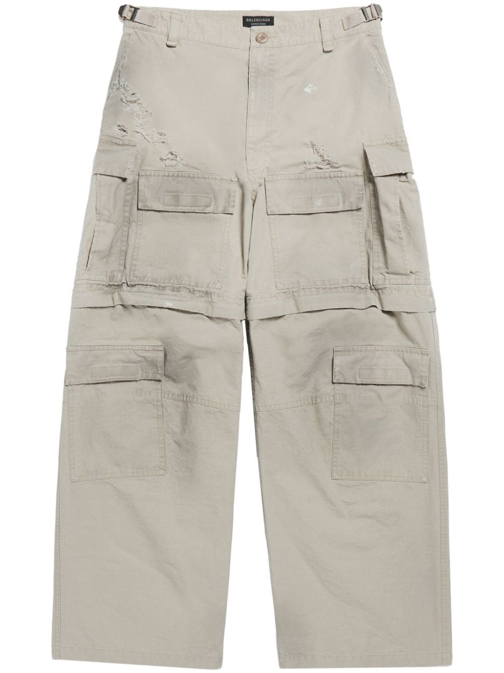 Balenciaga distressed cotton cargo trousers - Neutrals von Balenciaga