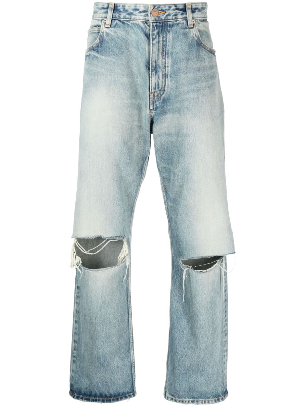 Balenciaga distressed low-rise wide-leg jeans - Blue von Balenciaga