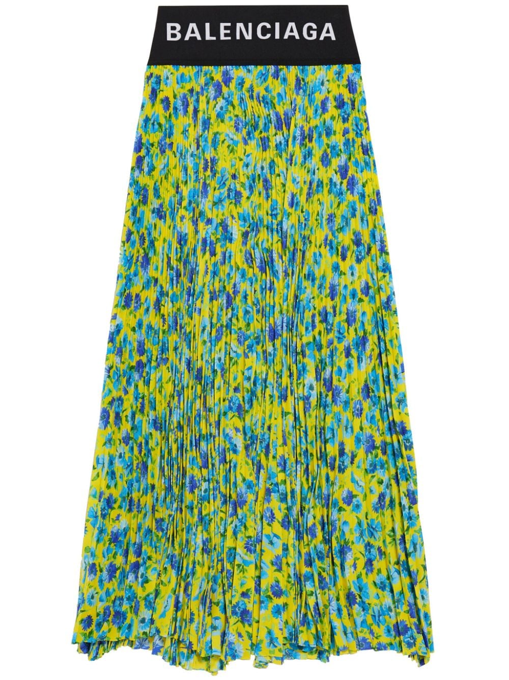 Balenciaga floral-print pleated midi skirt - Blue von Balenciaga