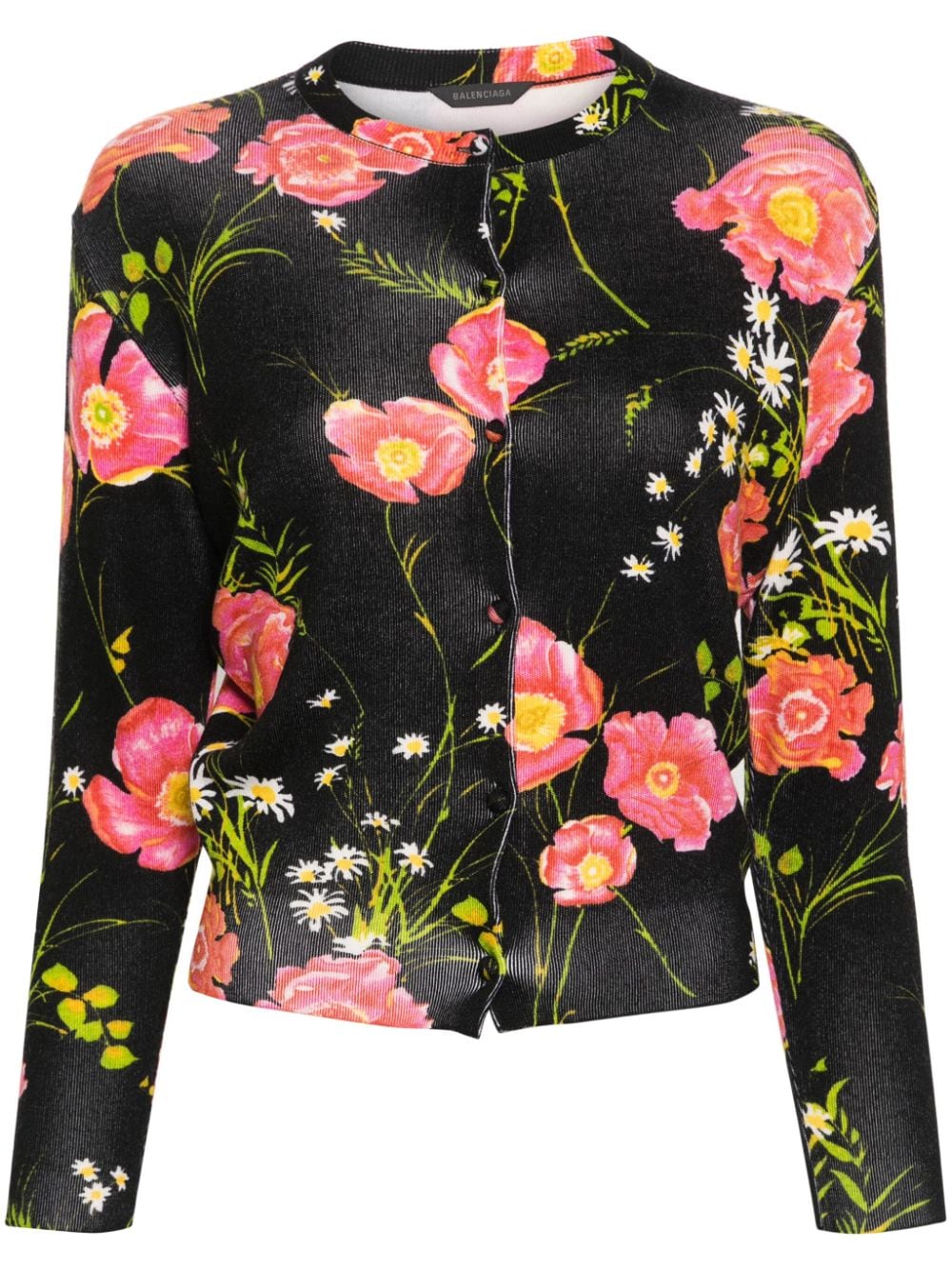 Balenciaga floral-print wool cardigan - Black von Balenciaga