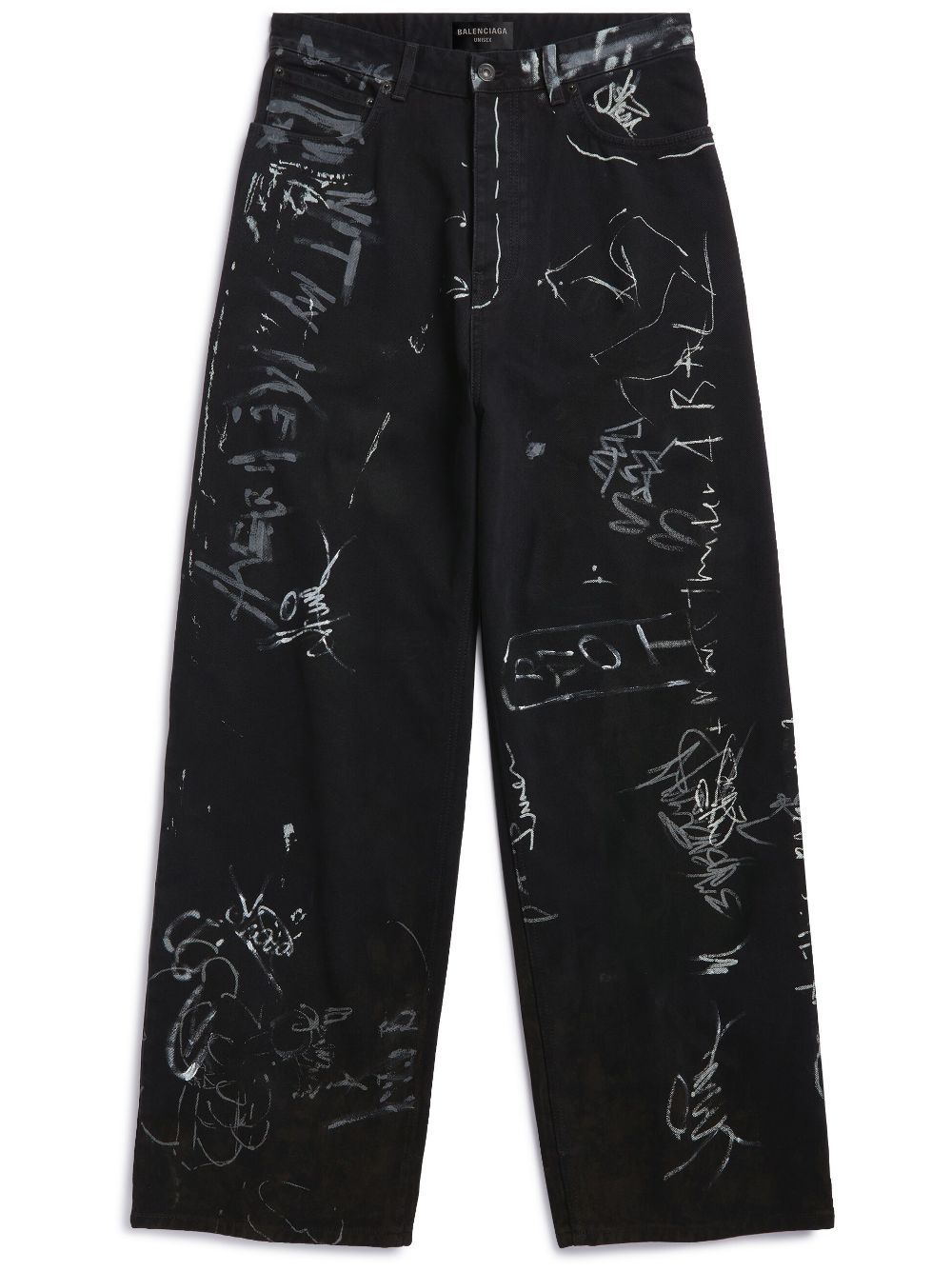 Balenciaga graphic-print wide-leg jeans - Black von Balenciaga