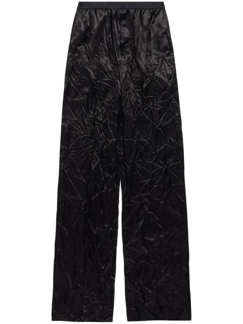Balenciaga high-waisted crinkle trousers - Black von Balenciaga