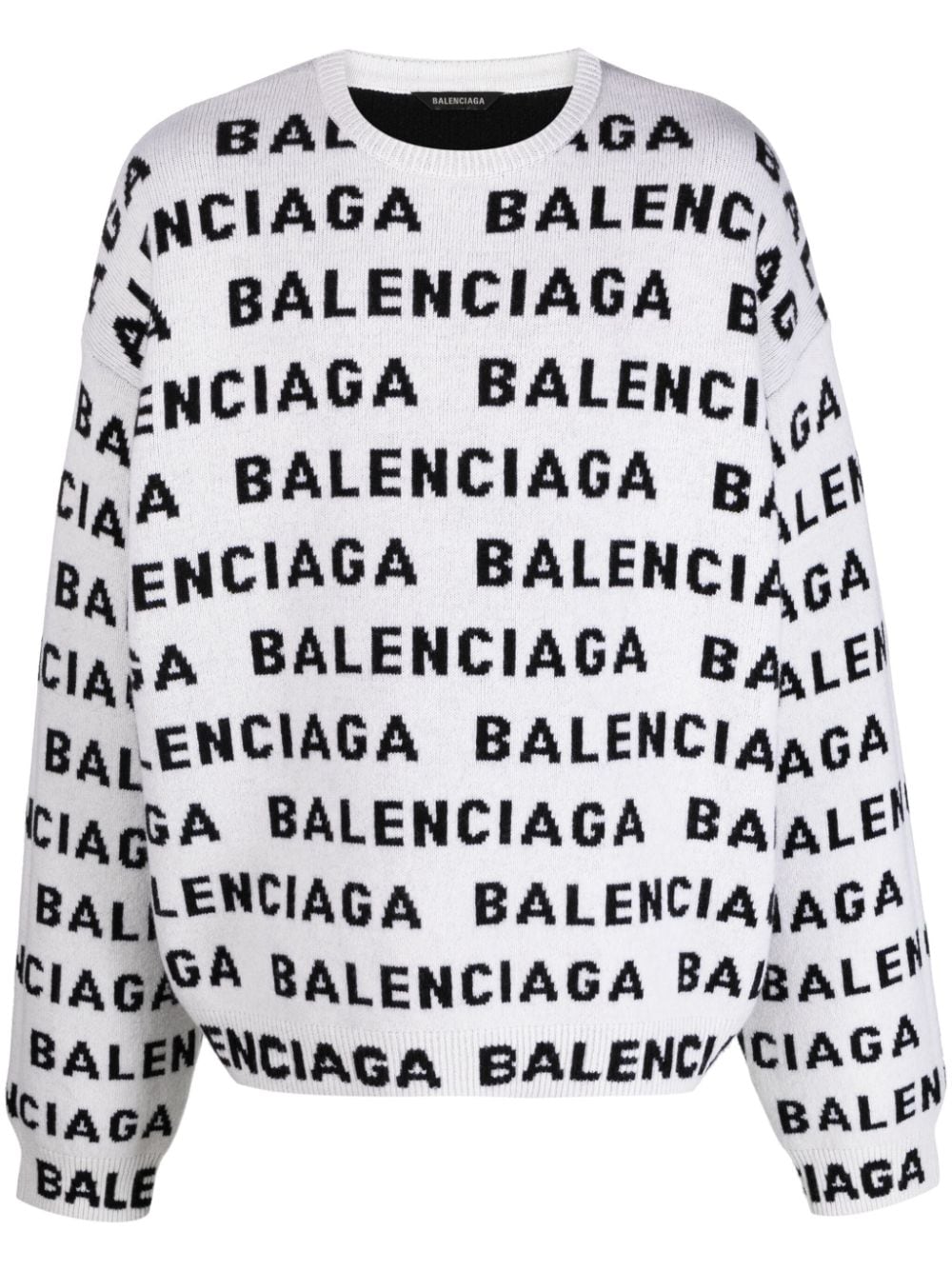 Balenciaga intarsia-knit logo jumper - White von Balenciaga