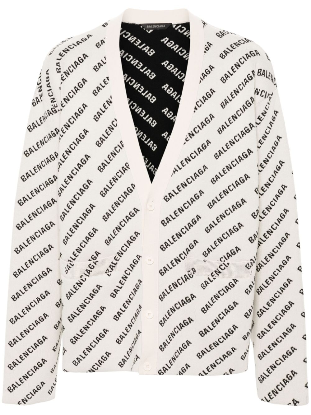 Balenciaga intarsia-logo cardigan - Neutrals von Balenciaga