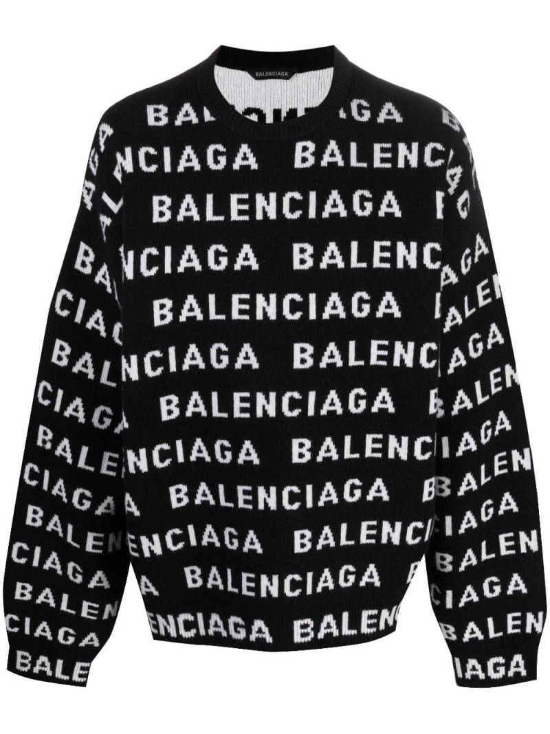Balenciaga intarsia-knit logo jumper - Black von Balenciaga