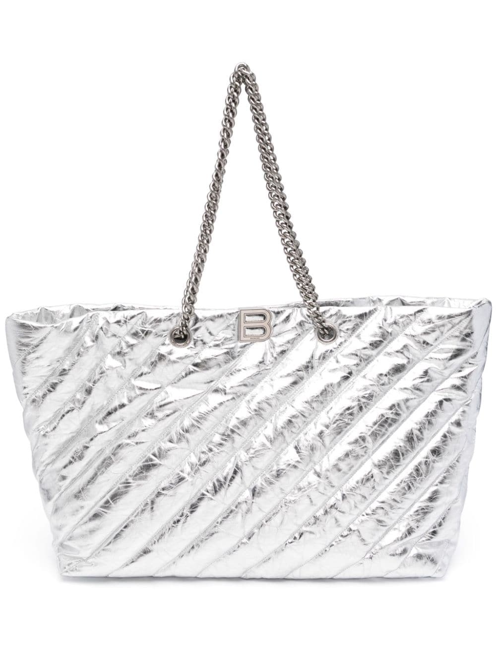 Balenciaga large Crush metallic tote bag - Silver von Balenciaga