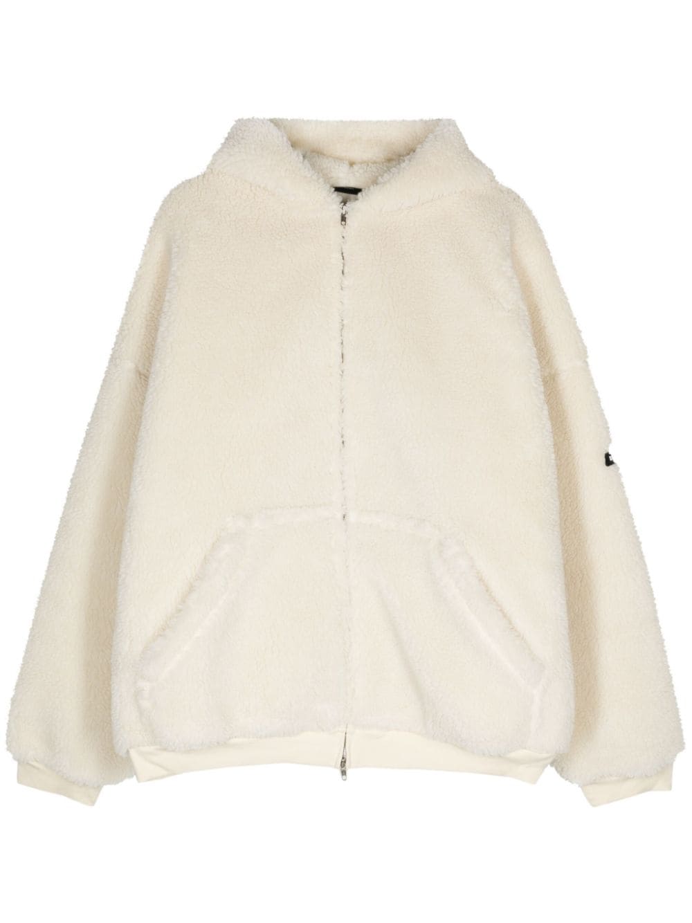 Balenciaga logo-appliqué faux-fur jacket - White von Balenciaga