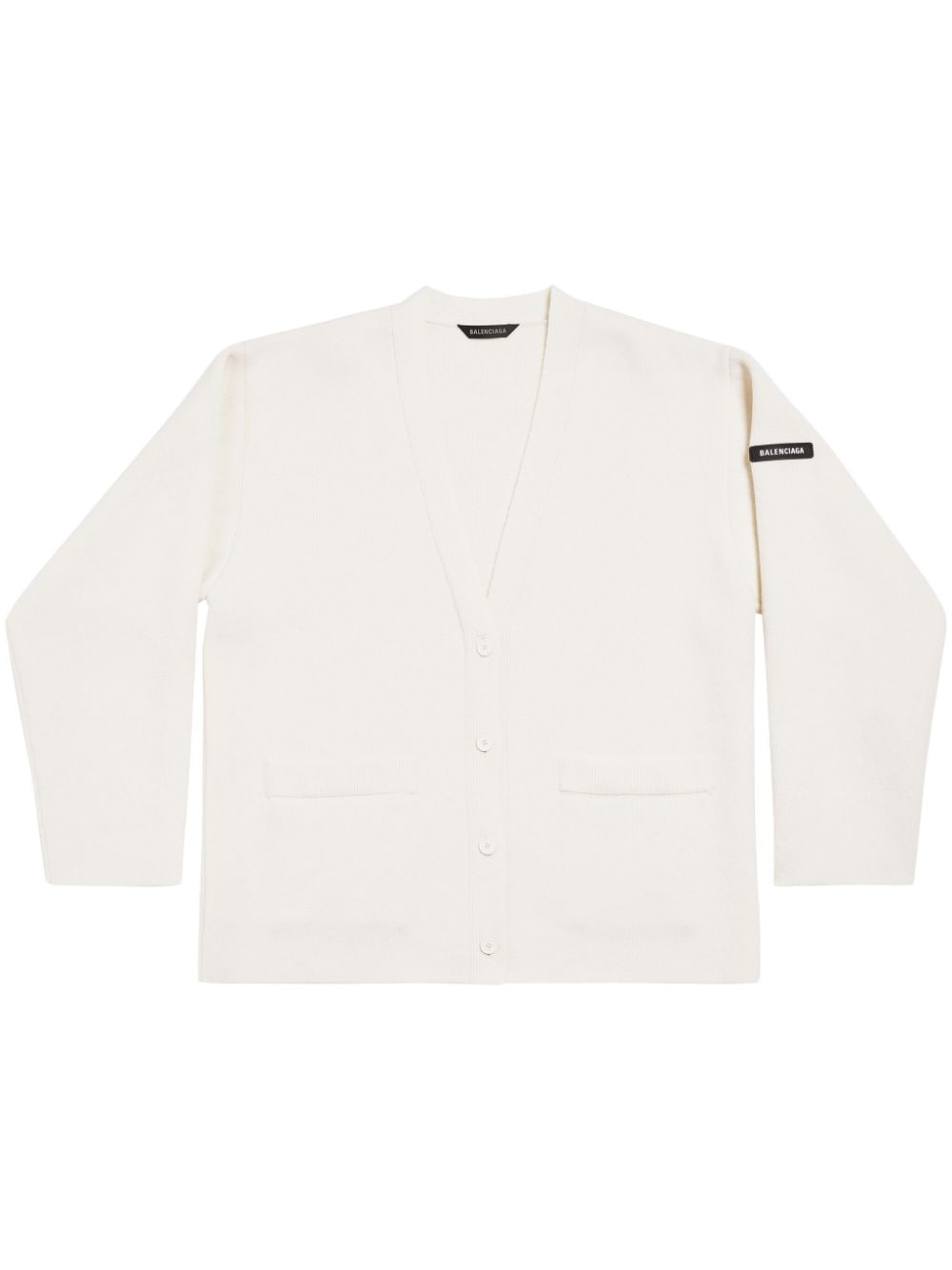 Balenciaga logo-appliqué wool cardigan - White von Balenciaga