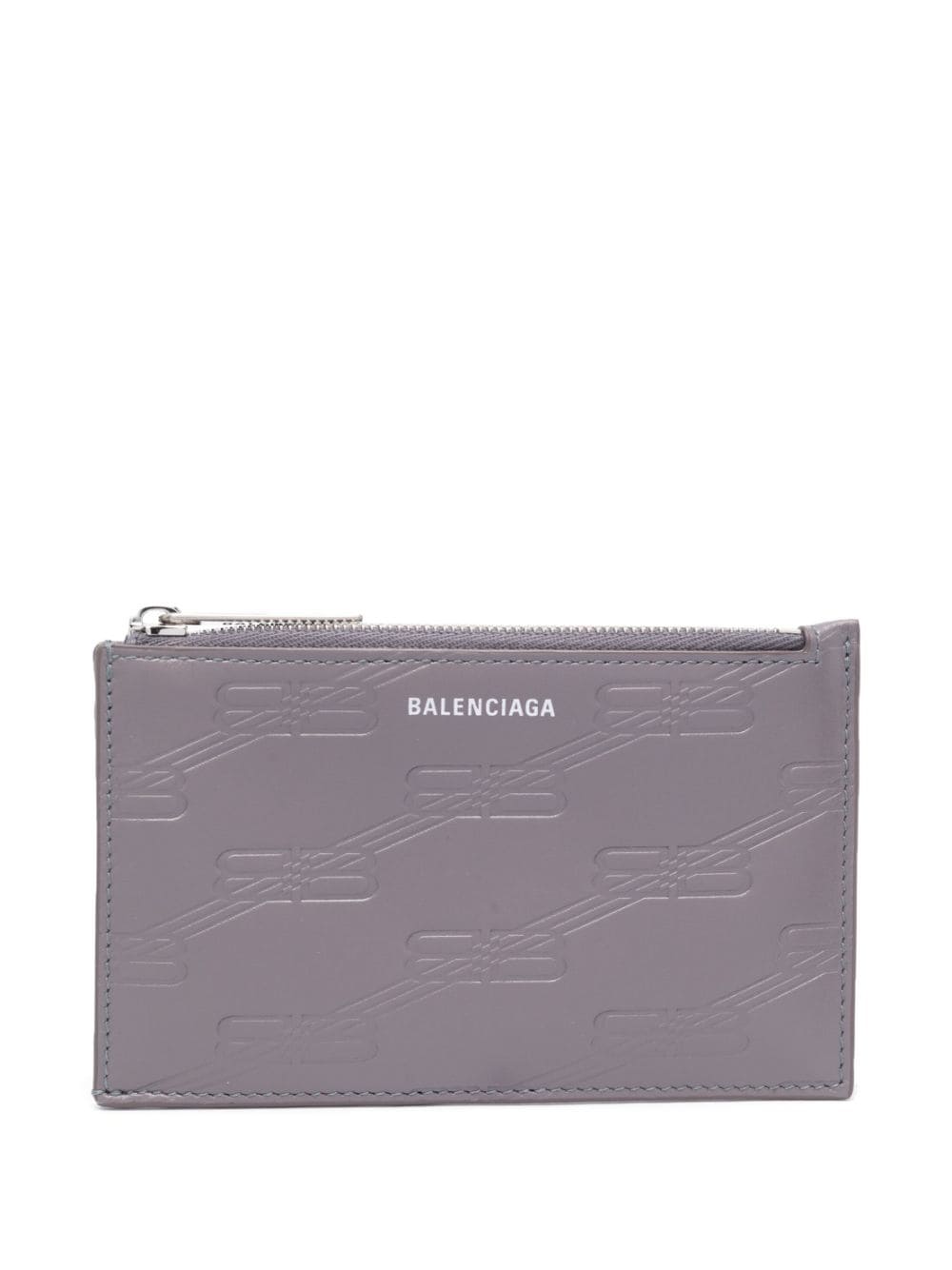 Balenciaga logo-debossed leather cardholder - Grey von Balenciaga