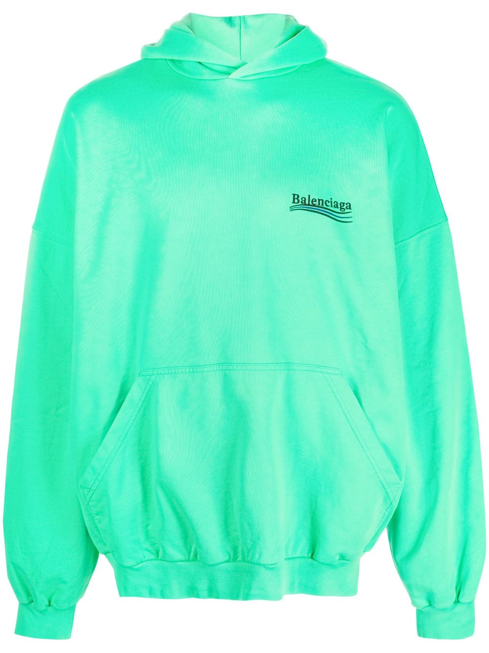 Balenciaga logo-embroidered cotton hoodie - Green von Balenciaga