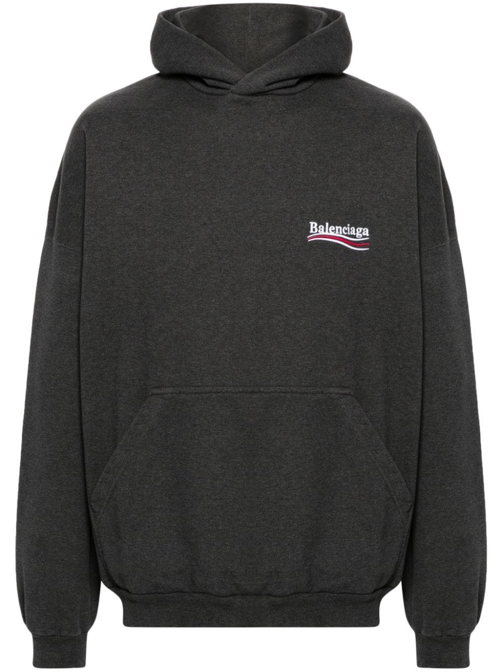 Balenciaga logo-embroidered cotton hoodie - Grey von Balenciaga