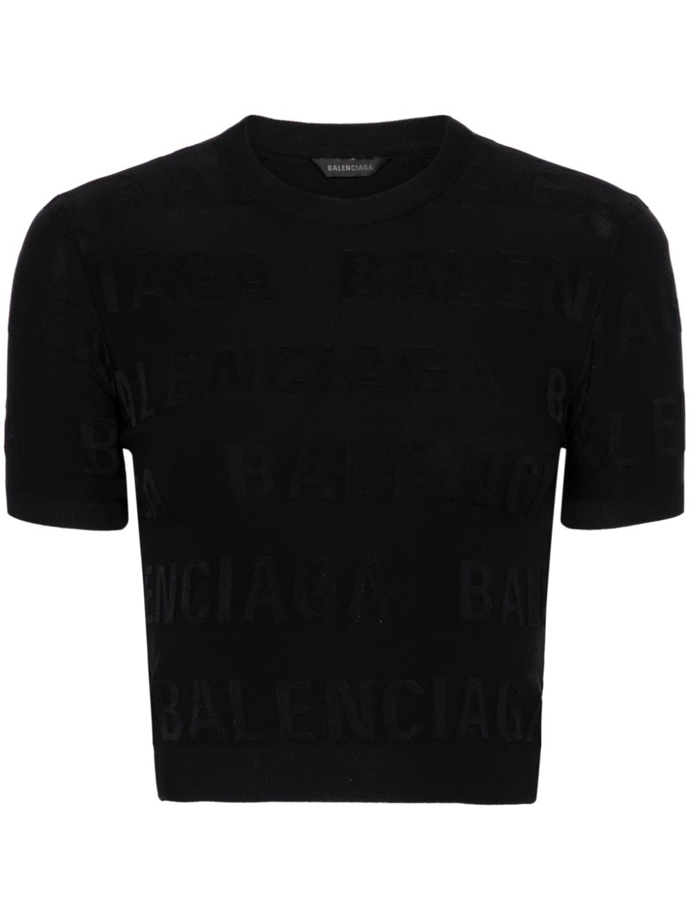 Balenciaga logo-embroidered cropped top - Black von Balenciaga