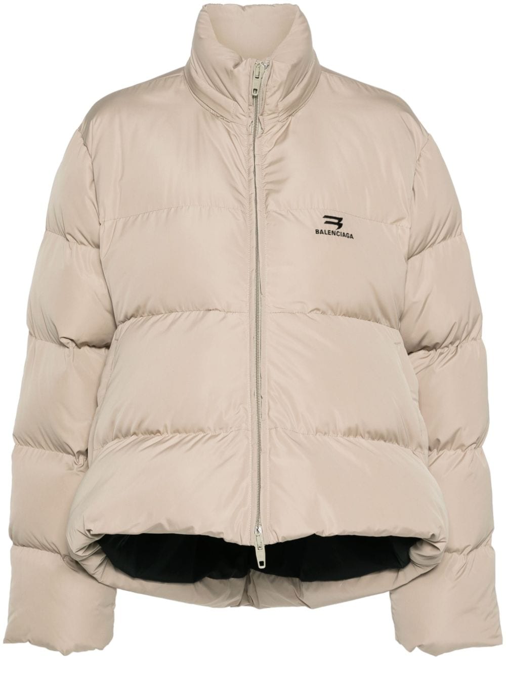 Balenciaga logo-embroidered puffer jacket - Neutrals von Balenciaga